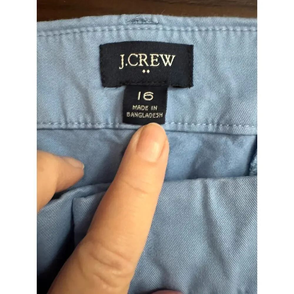 J. Crew 9 inch Frankie Bermuda Chino Short Light Blue 16